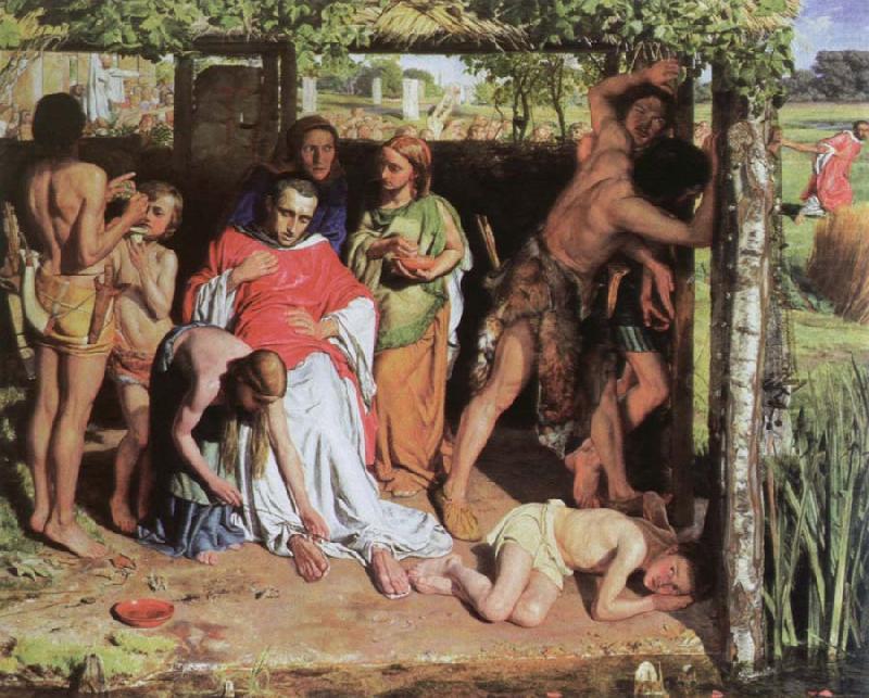 William Holman Hunt a converted british family sheltering a christian priest from the persecution of the druids china oil painting image